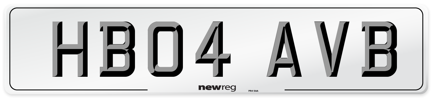 HB04 AVB Number Plate from New Reg